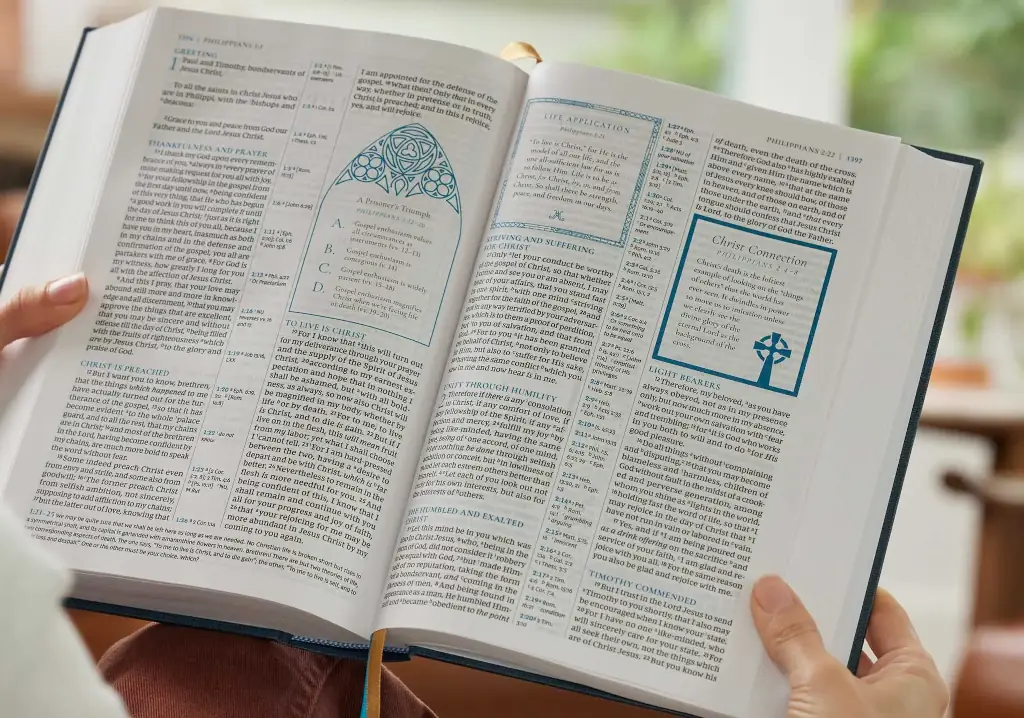 Alexander Maclaren Study Bible open to Philippians showing the study tools, notes, and resources