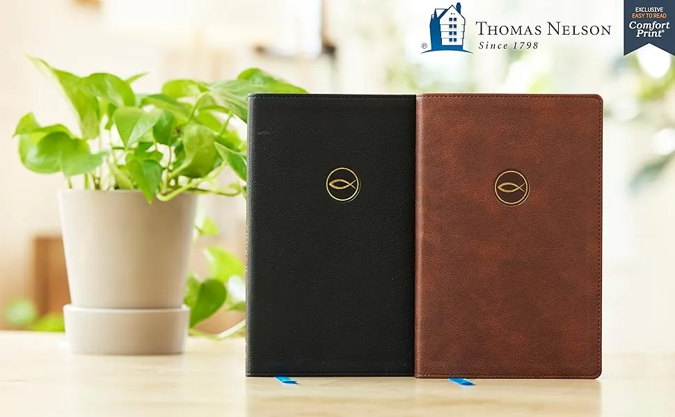 Brown and black front covers of Spurgeon and the Church devotional Bible