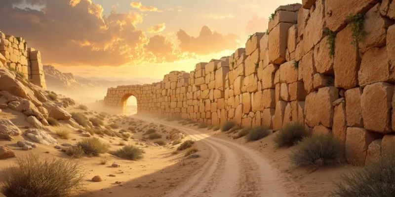 Ancient stone walls of Jericho at sunrise symbolizing how to have more faith, perseverance, and trust in God’s power.