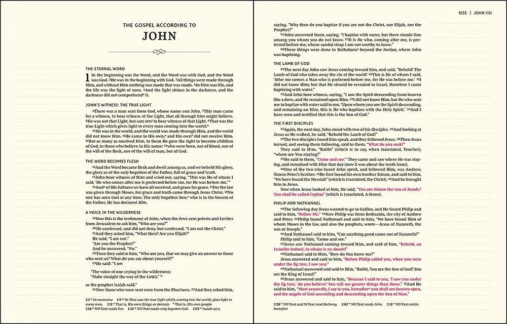 Journal the Word Bible open pages showing text format and layout and wide margins designed for journaling.