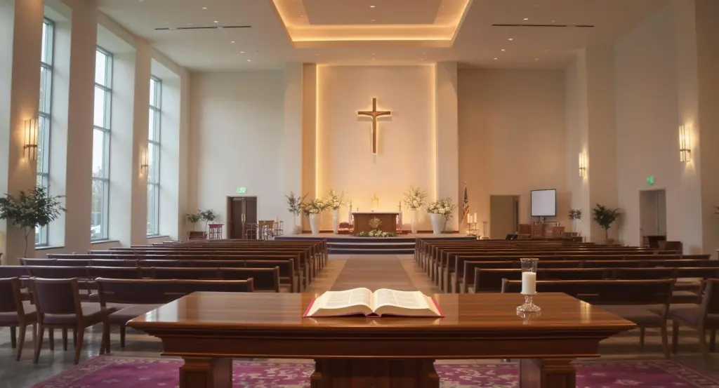 Open Bible on a church pulpit symbolizing the Church’s responsibility to restore and uphold God’s design for Biblical marriage.